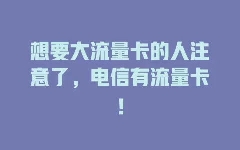 想要大流量卡的人注意了，电信有流量卡！
