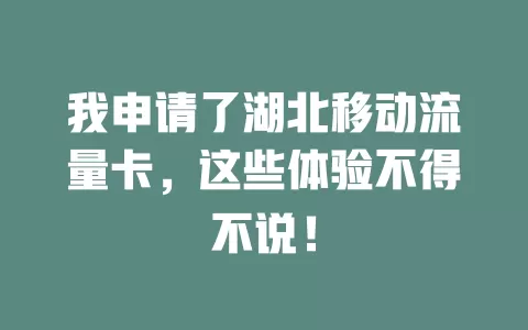 我申请了湖北移动流量卡，这些体验不得不说！