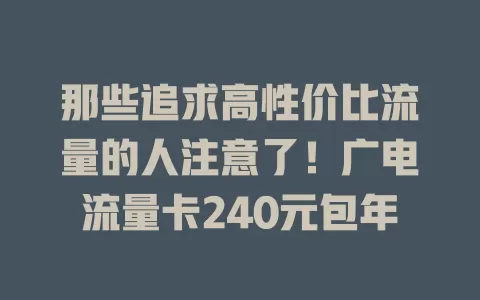 那些追求高性价比流量的人注意了！广电流量卡240元包年