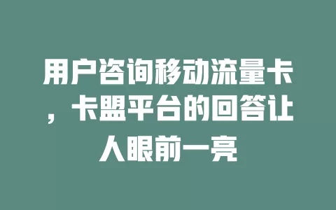 用户咨询移动流量卡，卡盟平台的回答让人眼前一亮