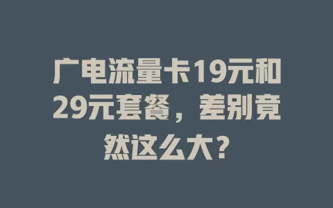 广电流量卡19元和29元套餐，差别竟然这么大？