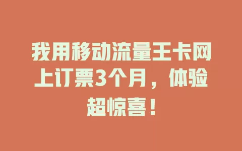 我用移动流量王卡网上订票3个月，体验超惊喜！