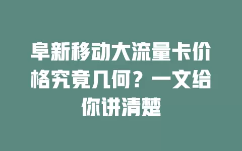 阜新移动大流量卡价格究竟几何？一文给你讲清楚