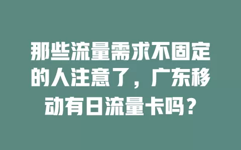 那些流量需求不固定的人注意了，广东移动有日流量卡吗？