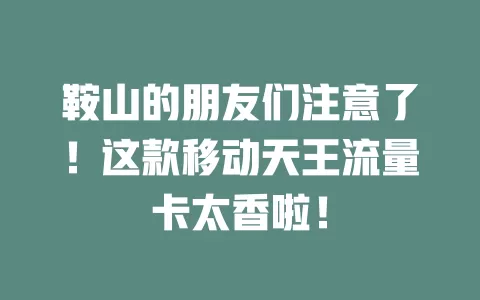 鞍山的朋友们注意了！这款移动天王流量卡太香啦！