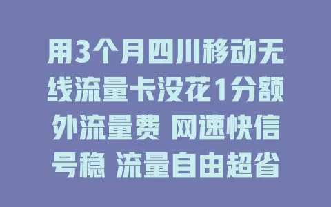 用3个月四川移动无线流量卡没花1分额外流量费 网速快信号稳 流量自由超省钱 你还不试试？