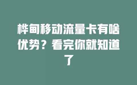 桦甸移动流量卡有啥优势？看完你就知道了