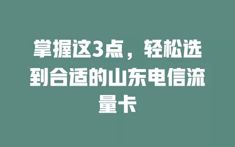 掌握这3点，轻松选到合适的山东电信流量卡