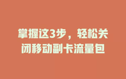掌握这3步，轻松关闭移动副卡流量包