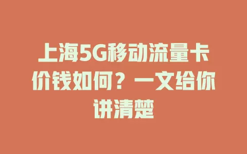 上海5G移动流量卡价钱如何？一文给你讲清楚