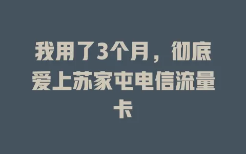 我用了3个月，彻底爱上苏家屯电信流量卡