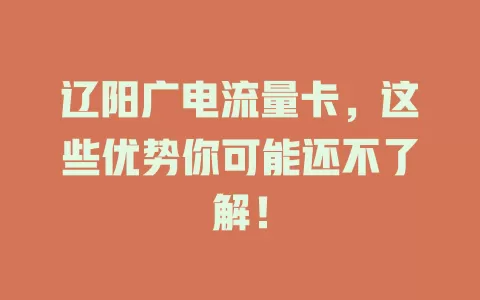 辽阳广电流量卡，这些优势你可能还不了解！