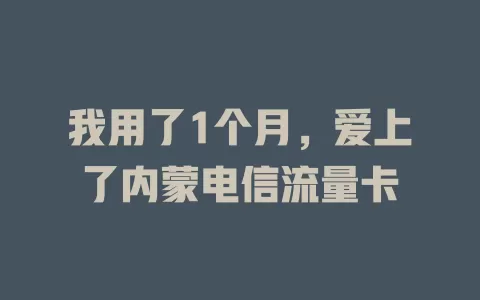 我用了1个月，爱上了内蒙电信流量卡
