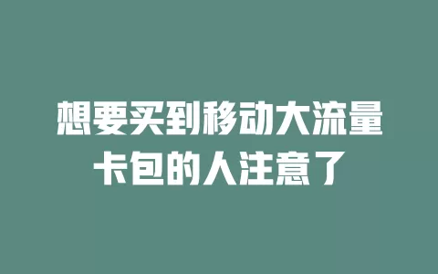 想要买到移动大流量卡包的人注意了