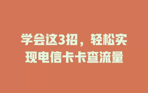 学会这3招，轻松实现电信卡卡查流量