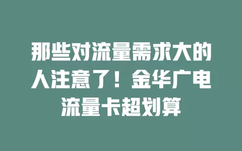 那些对流量需求大的人注意了！金华广电流量卡超划算