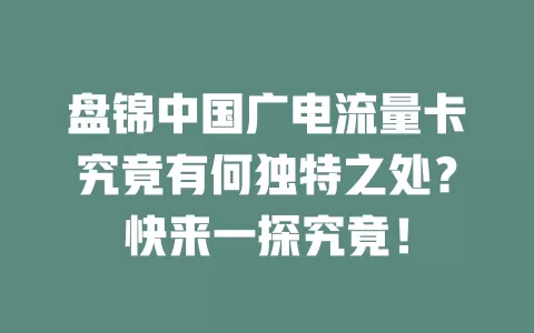 盘锦中国广电流量卡究竟有何独特之处？快来一探究竟！