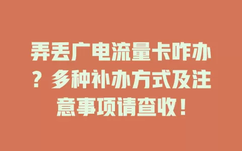 弄丢广电流量卡咋办？多种补办方式及注意事项请查收！