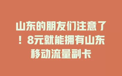 山东的朋友们注意了！8元就能拥有山东移动流量副卡