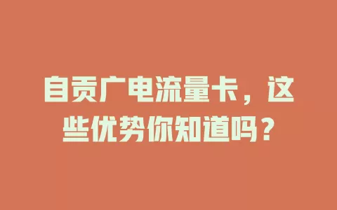 自贡广电流量卡，这些优势你知道吗？