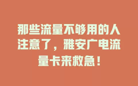 那些流量不够用的人注意了，雅安广电流量卡来救急！