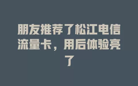 朋友推荐了松江电信流量卡，用后体验亮了