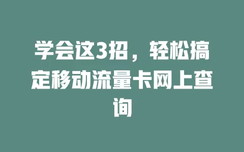 学会这3招，轻松搞定移动流量卡网上查询