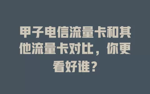 甲子电信流量卡和其他流量卡对比，你更看好谁？
