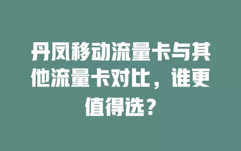 丹凤移动流量卡与其他流量卡对比，谁更值得选？