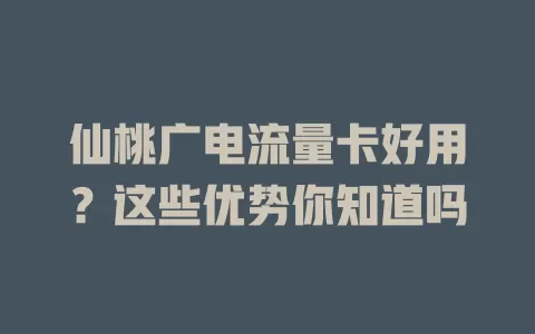 仙桃广电流量卡好用？这些优势你知道吗