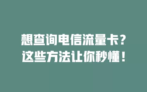想查询电信流量卡？这些方法让你秒懂！