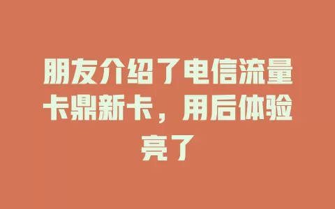朋友介绍了电信流量卡鼎新卡，用后体验亮了