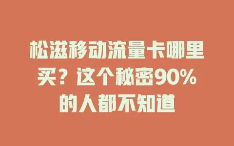 松滋移动流量卡哪里买？这个秘密90%的人都不知道