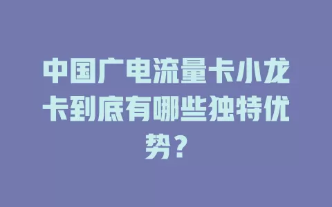 中国广电流量卡小龙卡到底有哪些独特优势？