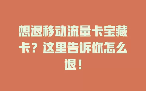 想退移动流量卡宝藏卡？这里告诉你怎么退！
