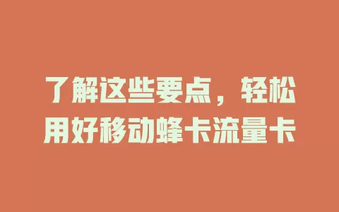 了解这些要点，轻松用好移动蜂卡流量卡