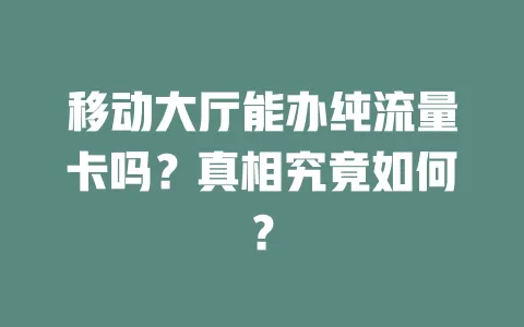 移动大厅能办纯流量卡吗？真相究竟如何？