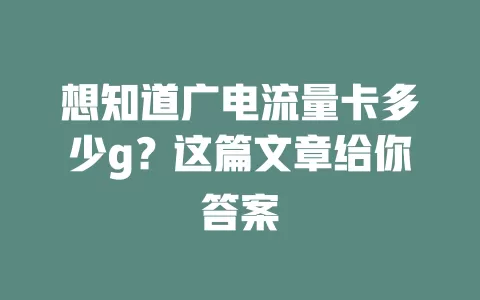 想知道广电流量卡多少g？这篇文章给你答案