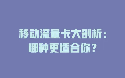 移动流量卡大剖析：哪种更适合你？
