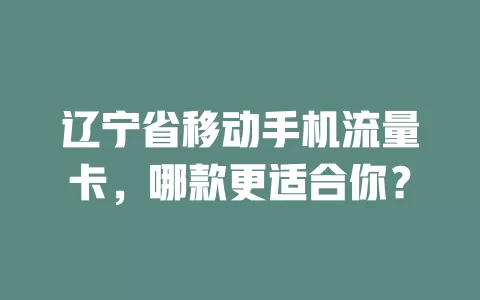 辽宁省移动手机流量卡，哪款更适合你？