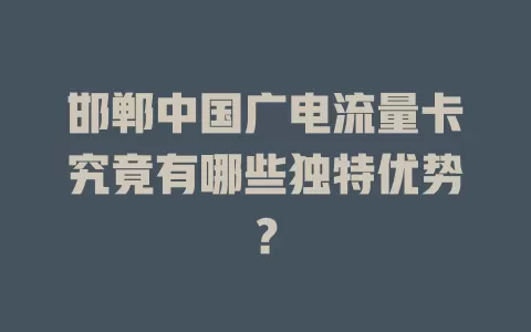 邯郸中国广电流量卡究竟有哪些独特优势？