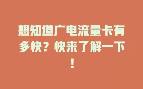 想知道广电流量卡有多快？快来了解一下！