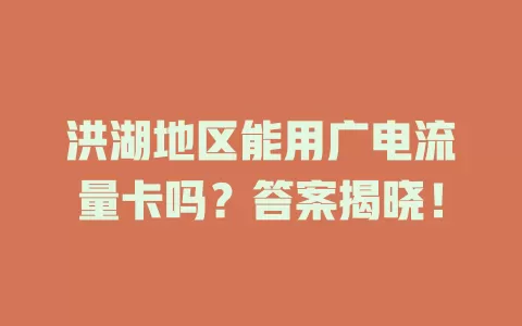 洪湖地区能用广电流量卡吗？答案揭晓！
