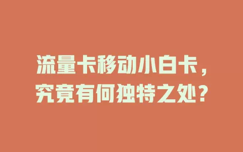 流量卡移动小白卡，究竟有何独特之处？