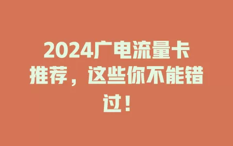 2024广电流量卡推荐，这些你不能错过！