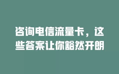 咨询电信流量卡，这些答案让你豁然开朗