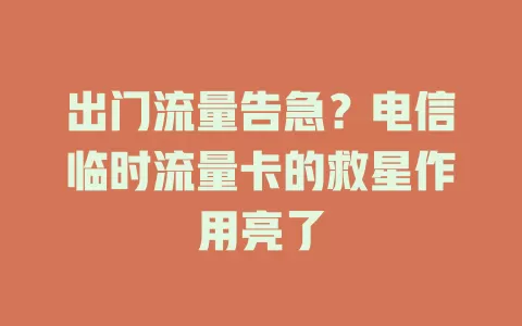 出门流量告急？电信临时流量卡的救星作用亮了