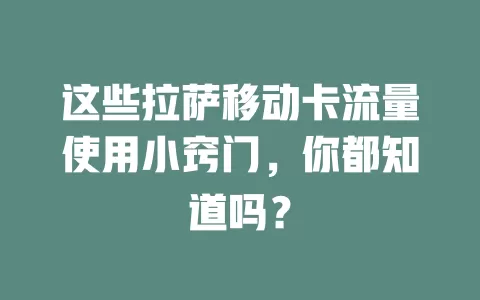 这些拉萨移动卡流量使用小窍门，你都知道吗？