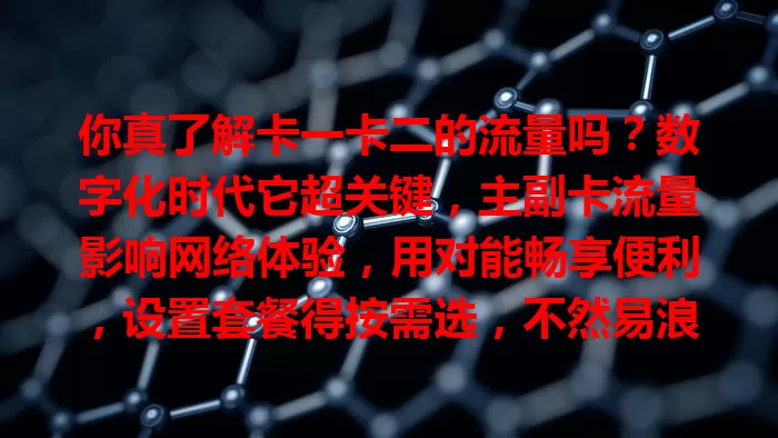 你真了解卡一卡二的流量吗？数字化时代它超关键，主副卡流量影响网络体验，用对能畅享便利，设置套餐得按需选，不然易浪费或不够，你玩转了吗？