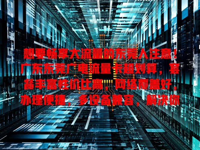 想要畅享大流量的东莞人注意！广东东莞广电流量卡超划算，套餐丰富性价比高，网络覆盖好，办理便捷，多设备兼容，解决你的流量烦恼！